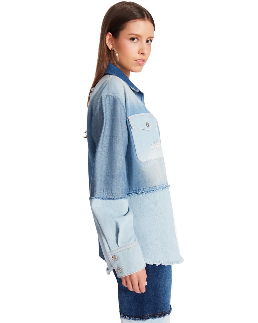 Camisas Steve Madden Kylie Shacket Denim Fabric Mujer Azules | ES NZE0S2